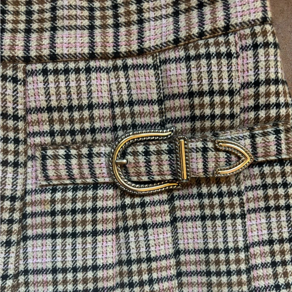 Maje Pleated Plaid Kilt Asymmetric Skirt - Picture 7 of 8